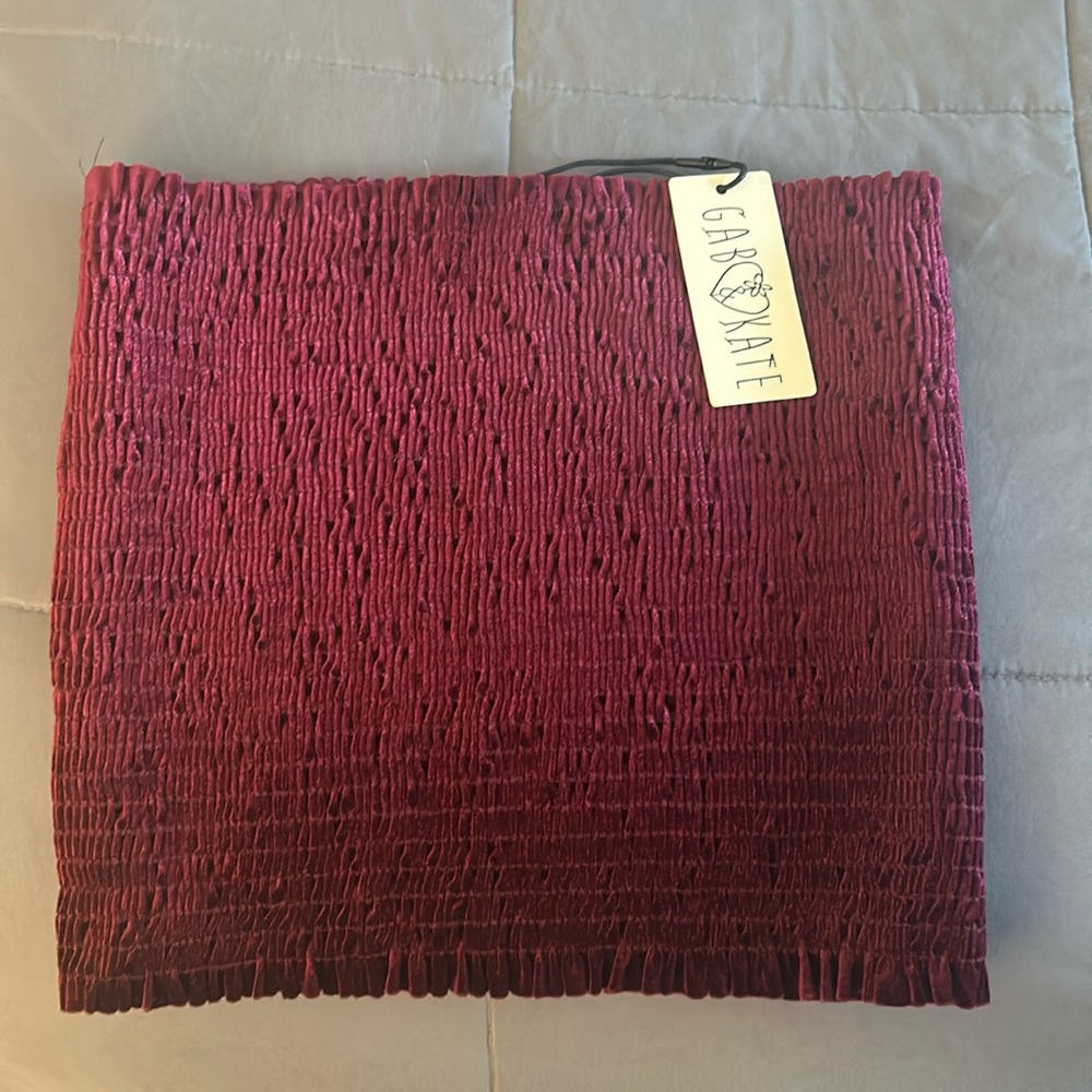 Burgundy Velvet Smocked Tube Top